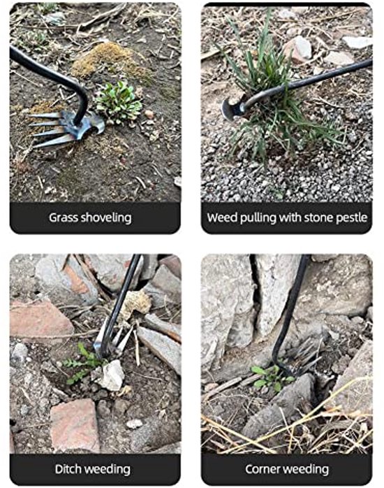 Handmatige Onkruidtrekker voor Tuin en Terras - 4-Tanden Grasschouwer met Houten Handvat van Easyline — afbeelding 5