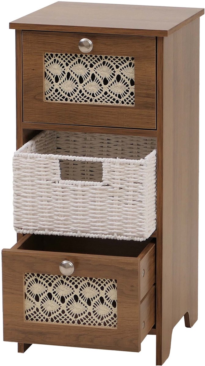 MCW Commode MCW-O75, ladekast, 3 laden, mandladen, hout, melamine, 63x30x30 cm ~ bruin