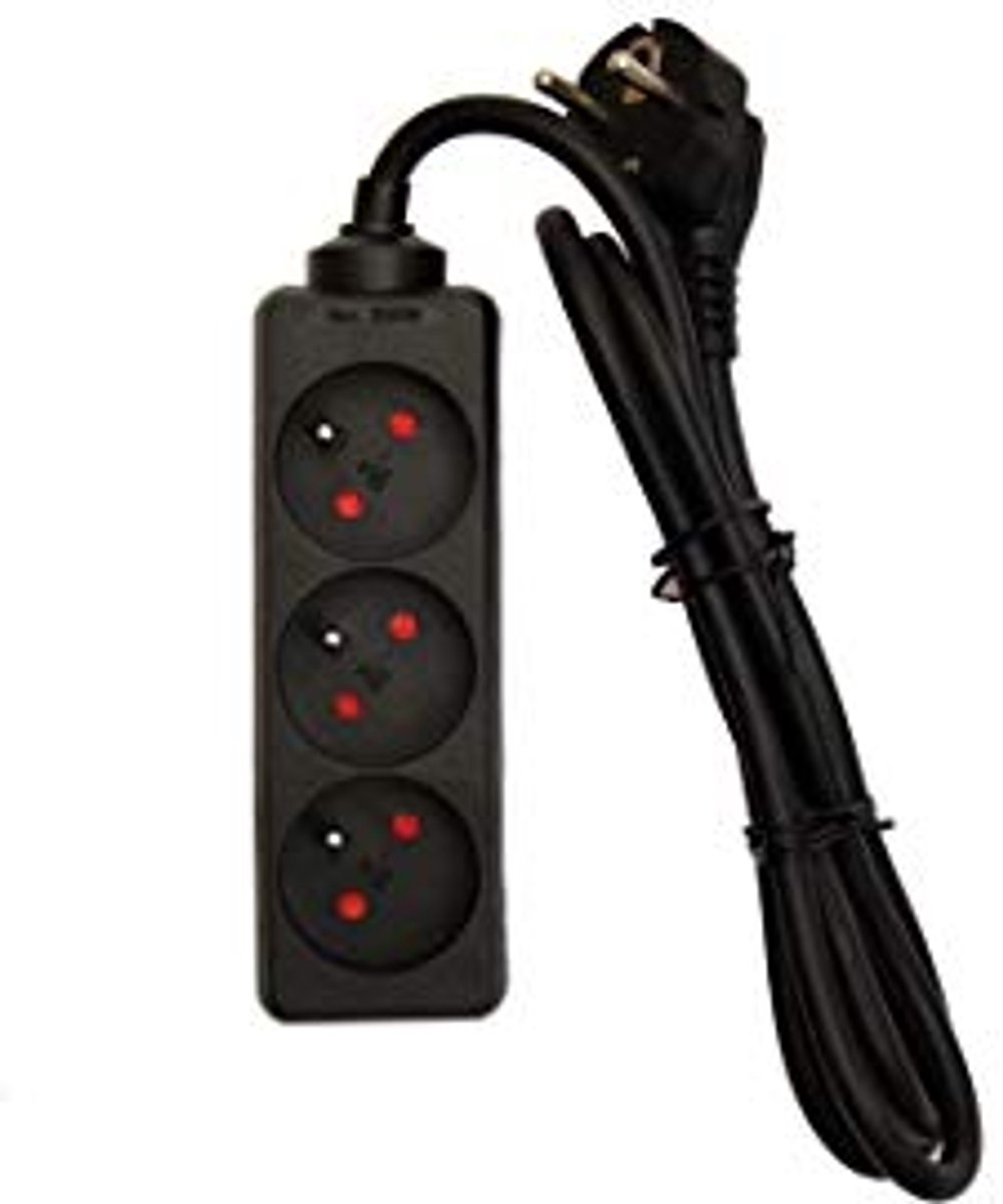 Multistekkerdoos 3 x 16 A - 1,5 m - Zwart