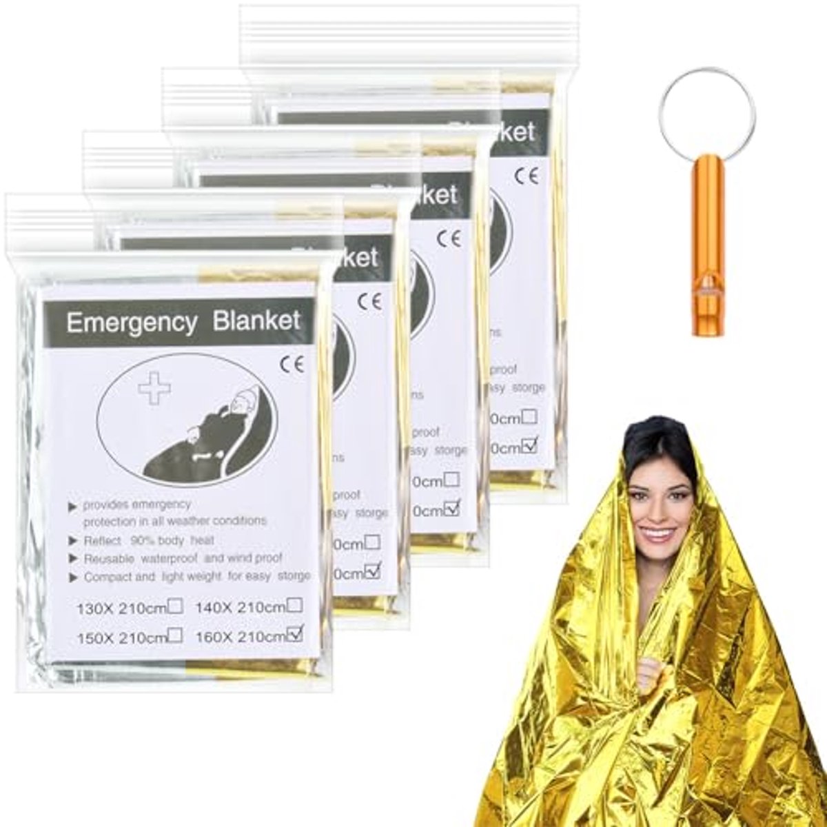 Image of 4-Pack Nooddeken - Bescherming tegen Koude en Wind