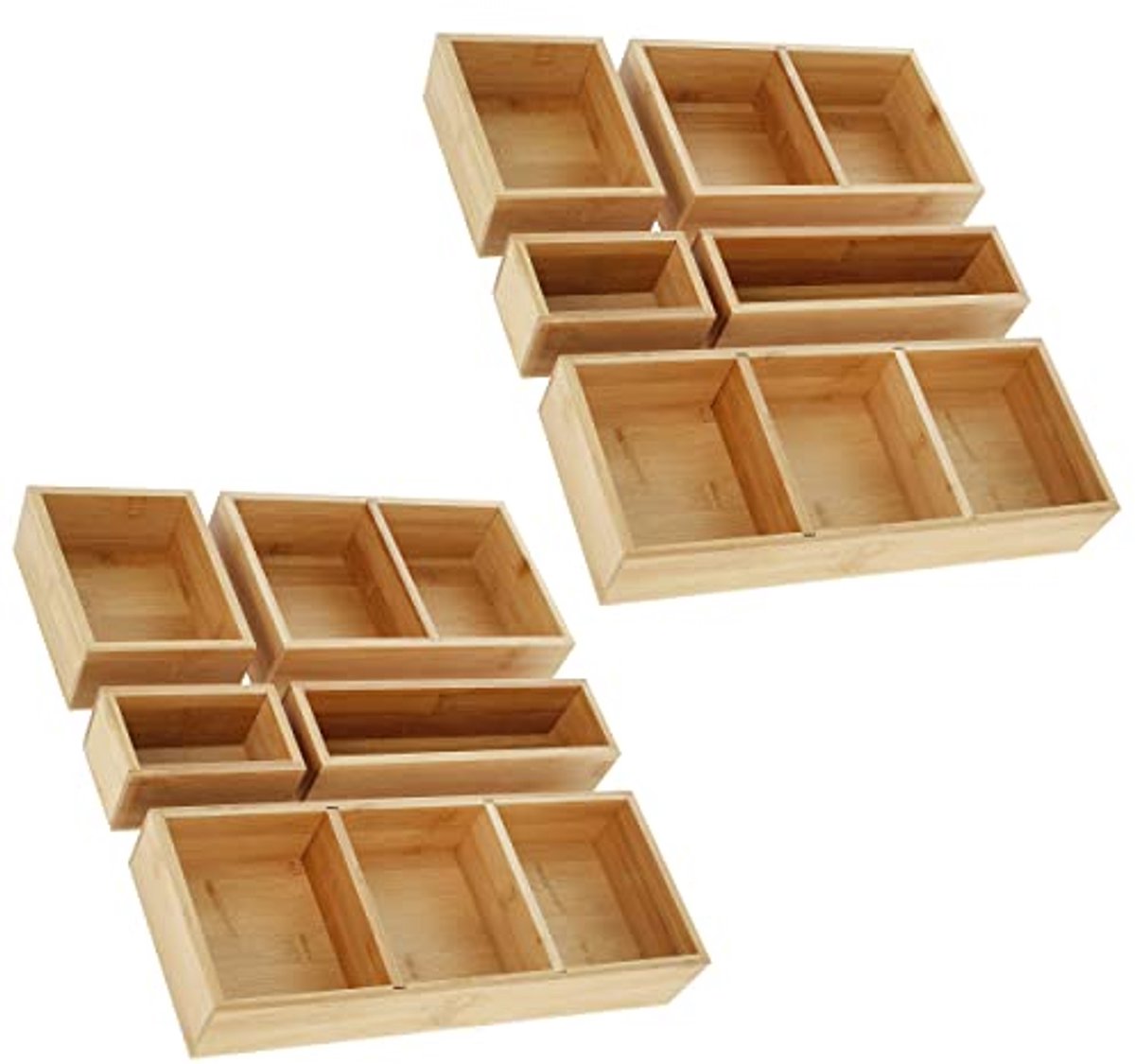 Bamboe Lade Organizer Set - 10 Delige Set voor Een Strakke Opberging