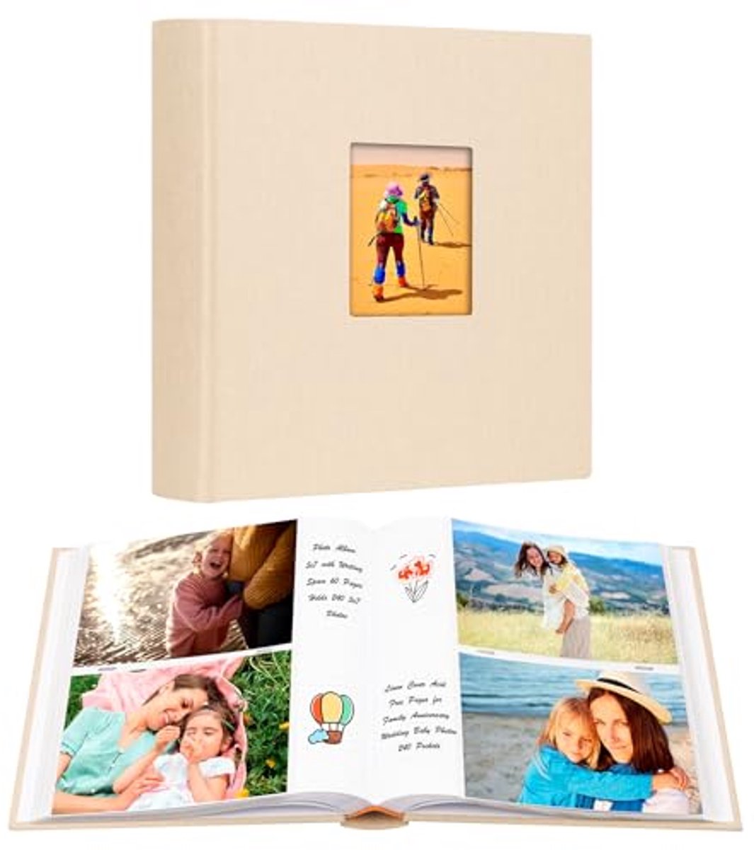 Fotoalbum voor 240 foto's met schrijfruimte - Linnen omslag en zuurvrije pagina's
