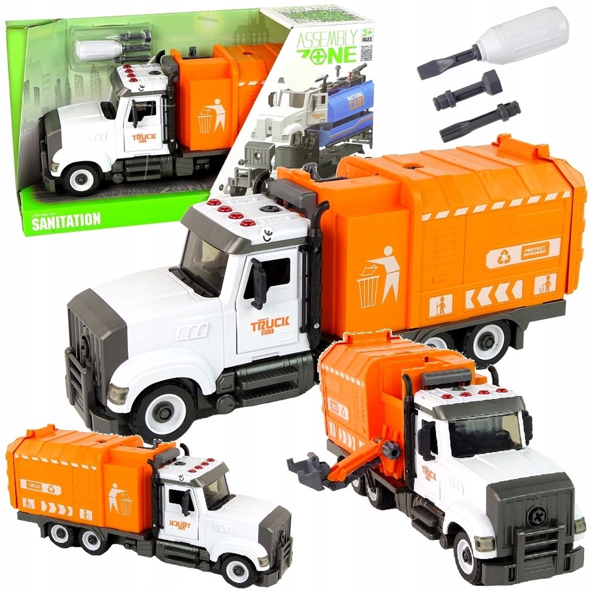 Schroefbare Vuilniswagen met Licht & Geluid - Leerzaam Speelgoed