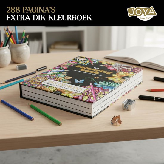 Luxe Kleurboek Voor Volwassenen - 288 Kleurplaten - Foliedruk Kleurplaten - Glas in lood effecten - Formaat 25x20cm - Botanisch, Dieren en Mandala kleurplaten - Creatief ontspanning voor Volwassenen - Joya Creative
