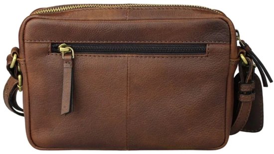 Sac à Bandoulière en Cuir Marron Foncé Sara