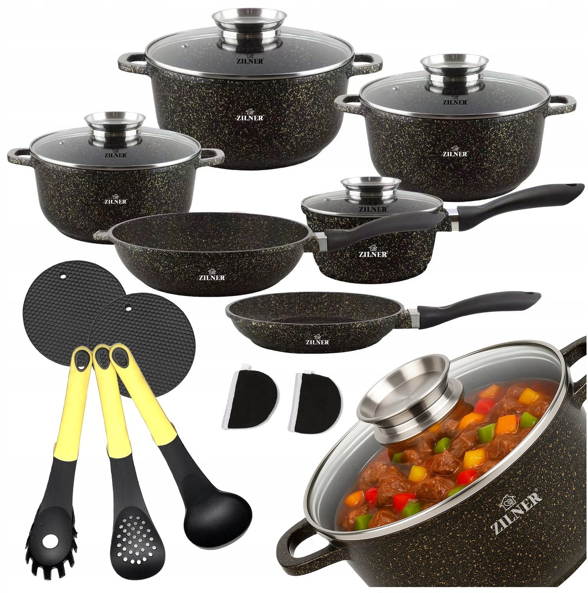 Zilner Marmite Set 17 Delen - Inductie, Gas, Non-stick