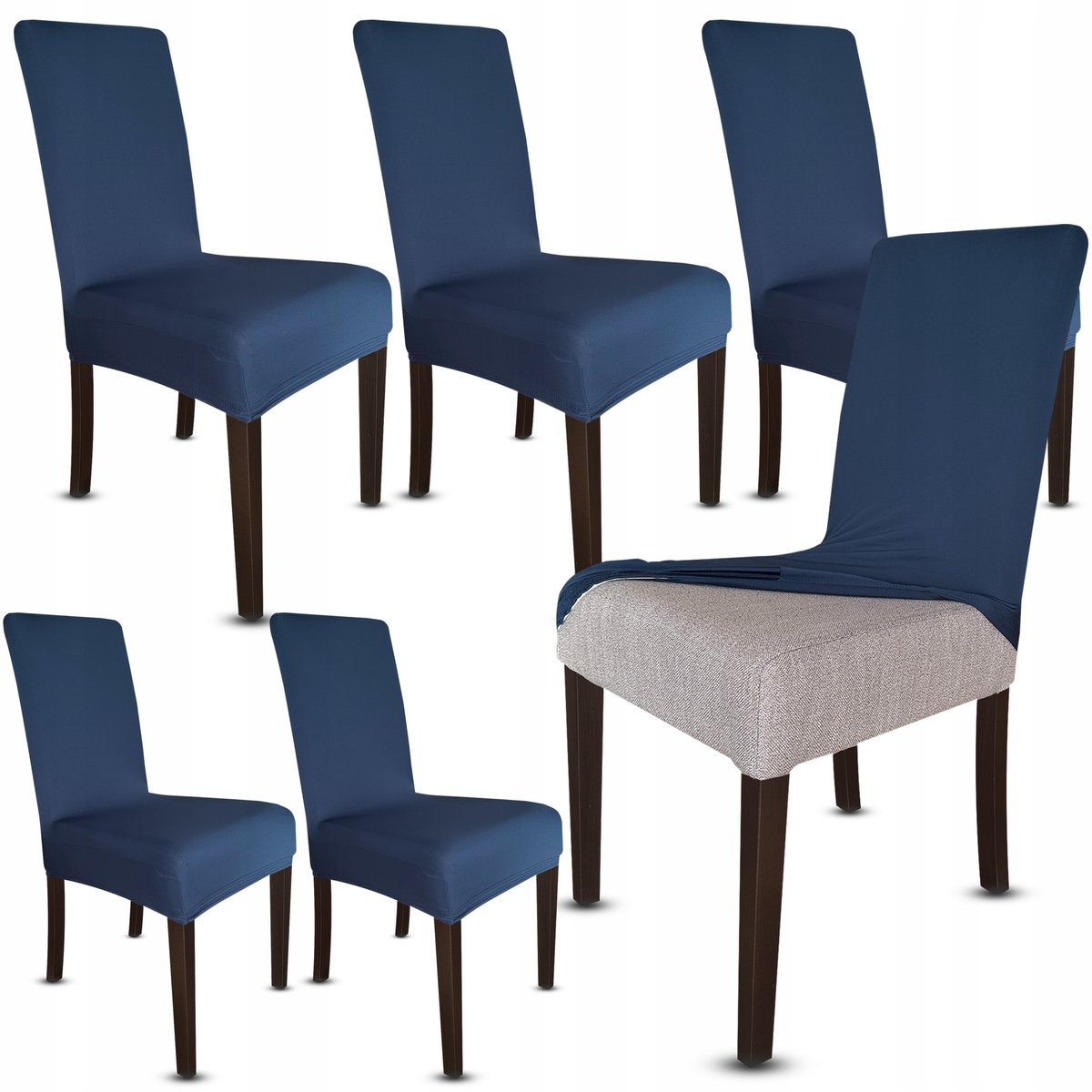 Universele Stoelhoes 6 stuks - Elastisch, Marineblauw