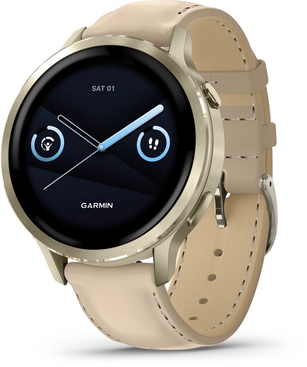 Garmin 010-03013-03 Venu 4 AMOLED GPS WiFi - Beige-Lunar Gold Leer - 41mm - Smartwatch