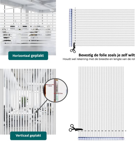 Homewell® Isolerende Raamfolie Strepen - Voor HR++(+) Glas - 70x300cm – Zonwerend - Horizontaal & Verticaal - Statisch