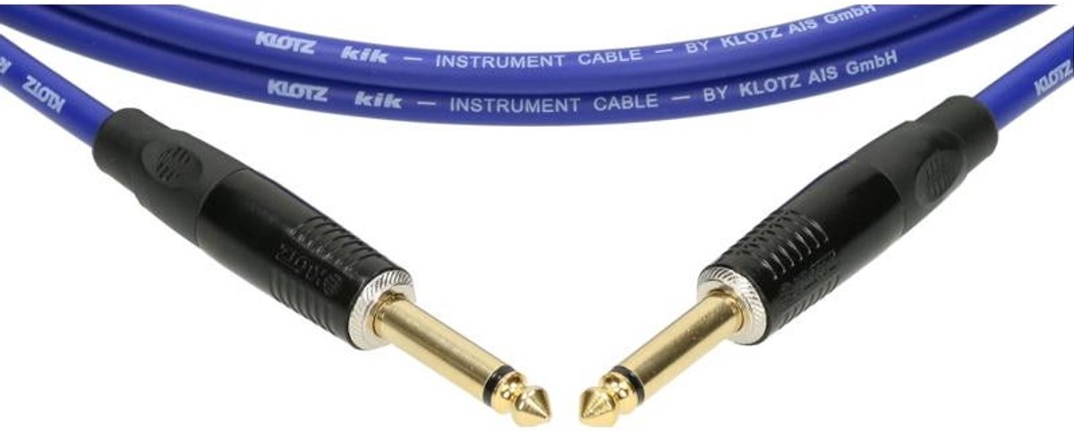 Klotz KIKKG9.0PPBL instrumentkabel TS 6.3mm jack-jack blauw 9m
