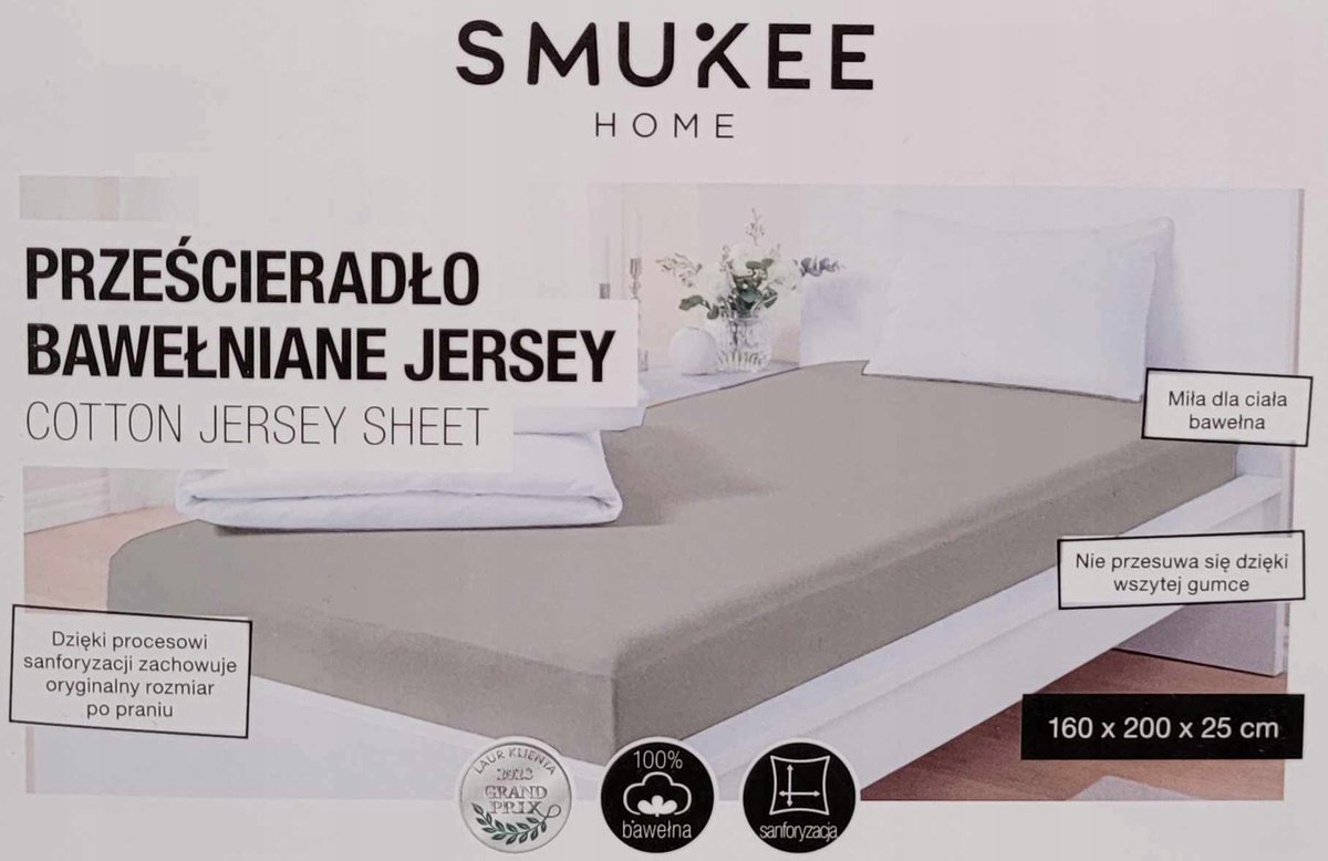Smukee Jersey Hoeslaken 100% Katoen 160x200cm met Elastiek