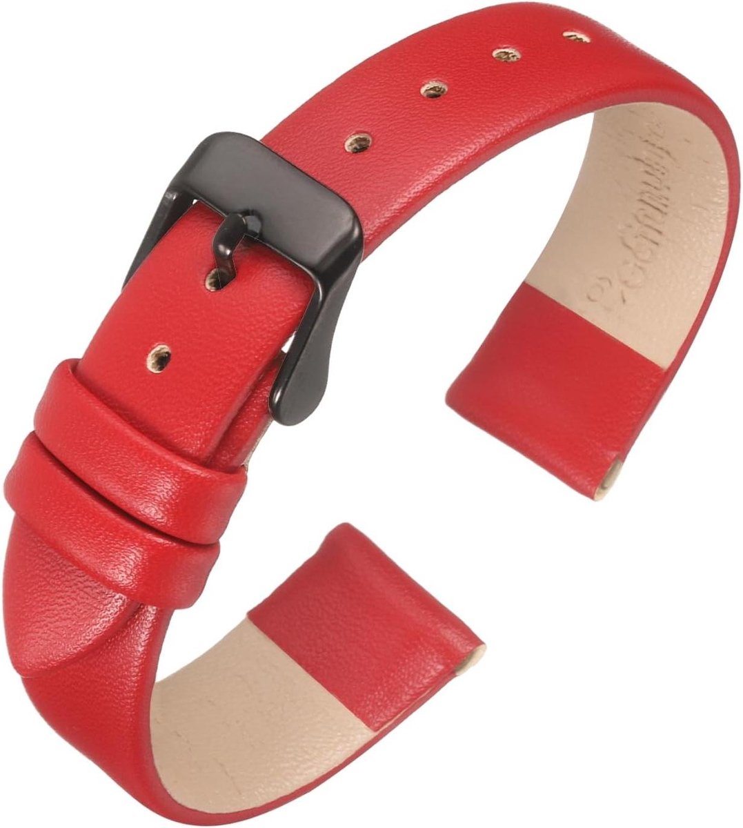 Echt leren band - Rood, 16mm breed, plat design - Unisex accessoire met zwarte gesp