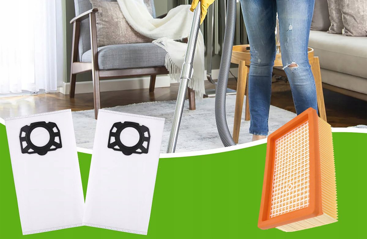 10x Stofzuigerzakken & HEPA Filter voor Kärcher WD4, WD5, WD6