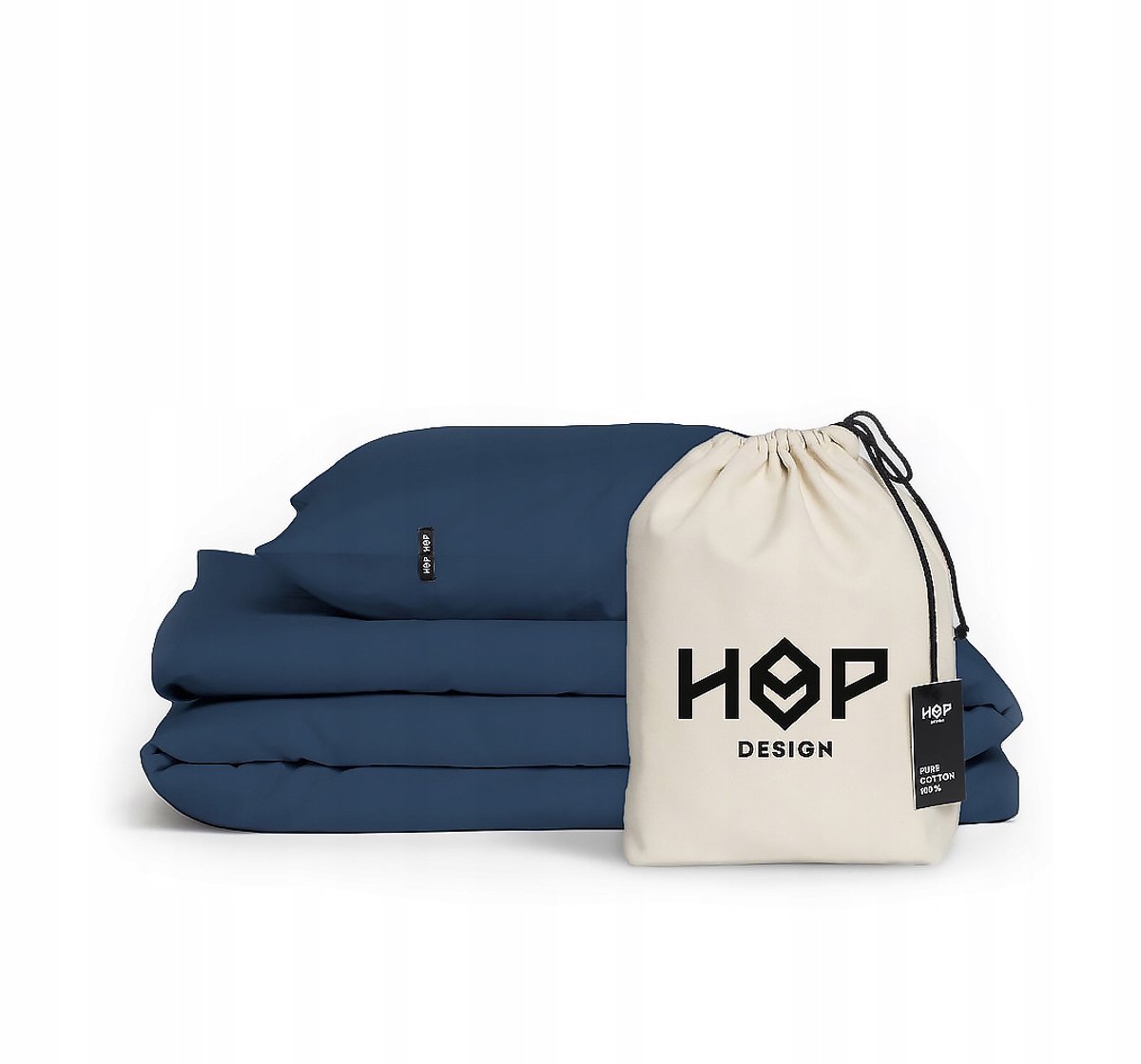 HOP DESIGN Dekbedovertrek 160x200 Puur Katoen Gedempt Blauw