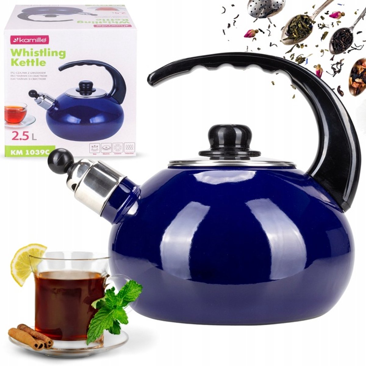 Kamille Emaille Waterkoker 2,5L - Gas & Inductie - Retro Stijl