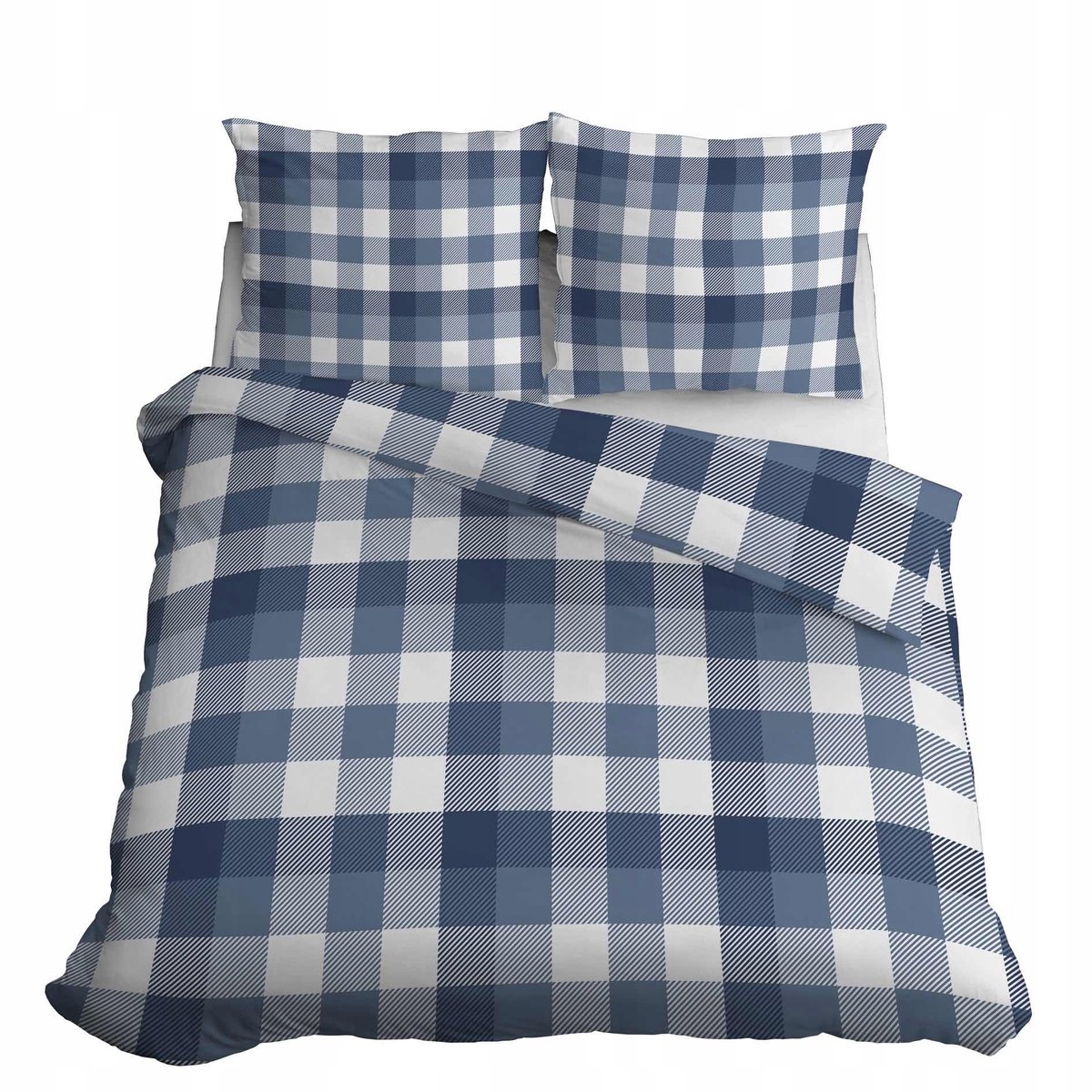 Detexpol Home satijnkatoenen dekbedovertrek 220x200 blauw geruit