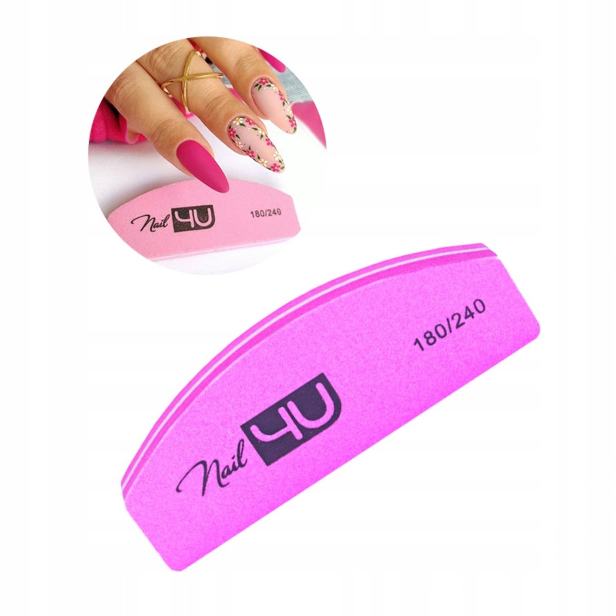 NAIL4U Nagelpolijstblok Candy Pink 180/240 - Perfecte Glans
