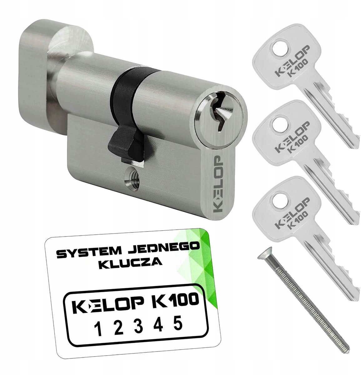Kelop K100 Cilinder 30/35mm Nikkel met Knop - Systeem met één sleutel