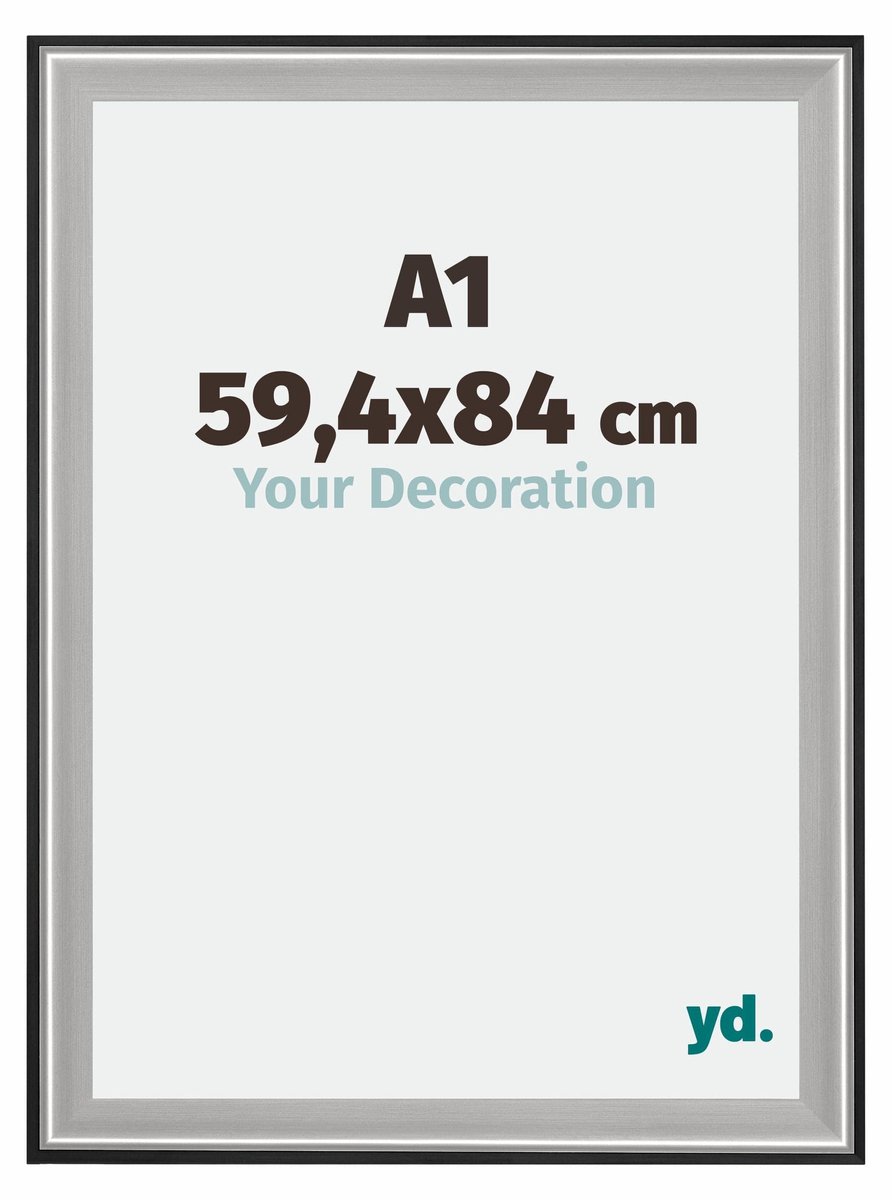 yd. Your Decoration - Fotolijst A1 59,4x84 cm - Hout - Zwart Zilver Gepolijst - Birmingham