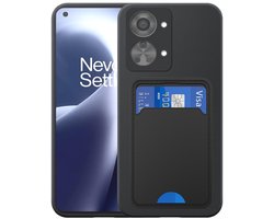 Geschikt voor OnePlus Nord 2T Telefoonhoesje met TPU Pasjeshouder - Flexible Back Cover Case Siliconen TPU with Cardslot - Zwart - Smartphonica geschikt voor OnePlus Nord 2T