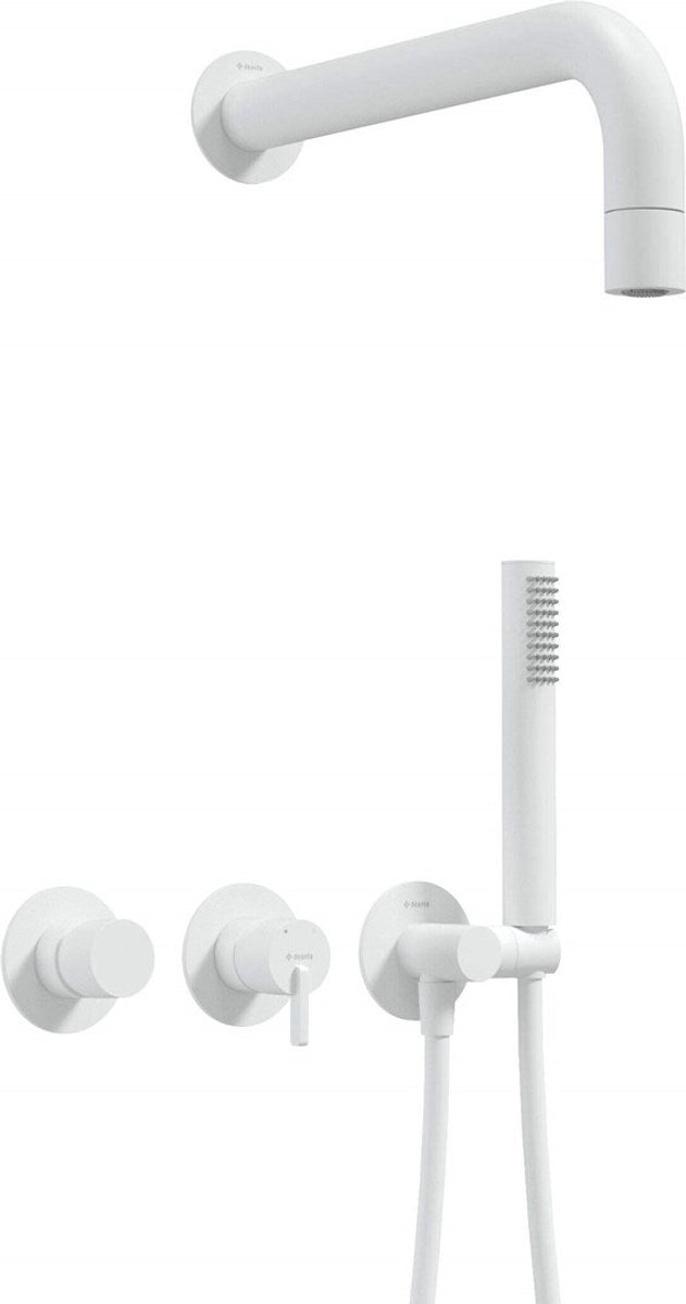 Concealed shower set with hand shower - with horizontal mixer