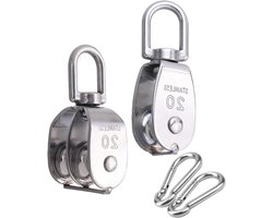 Thelau - - M20 Katrol voor touwen - RVS 304 - Kabelrol - Fitness - 75 kg draagkracht - Trekkers - Katrollen trekker - Voor touwlifters - Schepen - Jachten - Set van 2_tick.