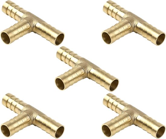 2 stuks messing T-slangverbinders, 10 x 6 x 10 mm messing slangreductor