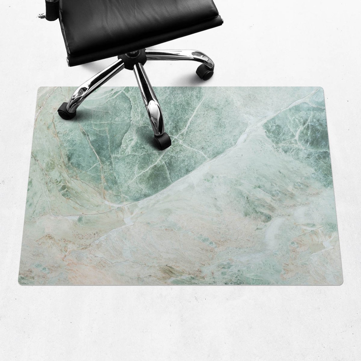 Wallfluent - Vloerbeschermer Marmerpatroon Van De Natuur - 100x70 cm - Groente Bureaustoel Vloerbeschermer - Rechthoekig - PVC Vloerbeschermer-Computer Stoel Mat-Werkplekdecoraties - Organisch marmerpatroon