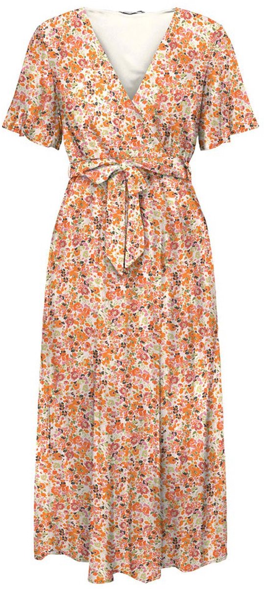 Only Lucie Fr Midi-jurk Met Korte Mouwen Oranje S Vrouw