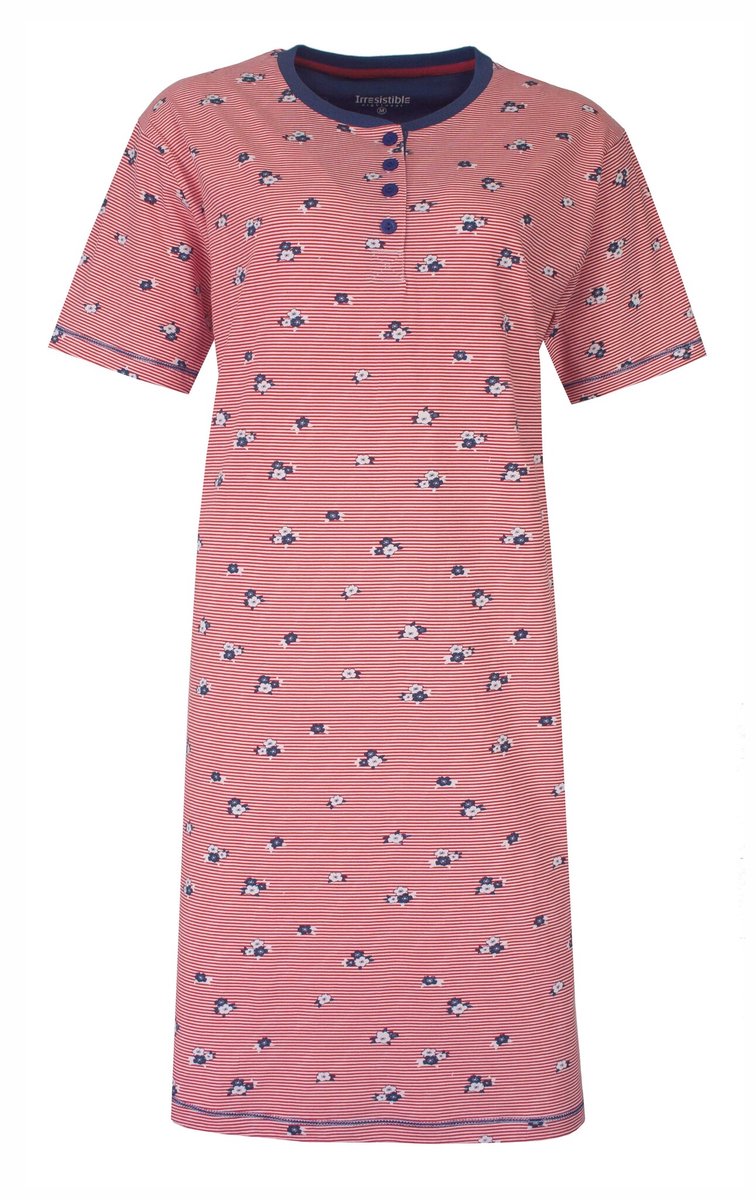 Irresistible Dames Nachthemd - Geprint dessin - Knoopjes - Blauw - Maat 3XL