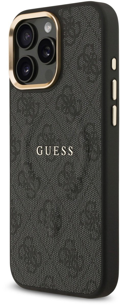 Guess Back Cover - iPhone 16 Pro Max - Black - PU Leather - 4G Classic Logo