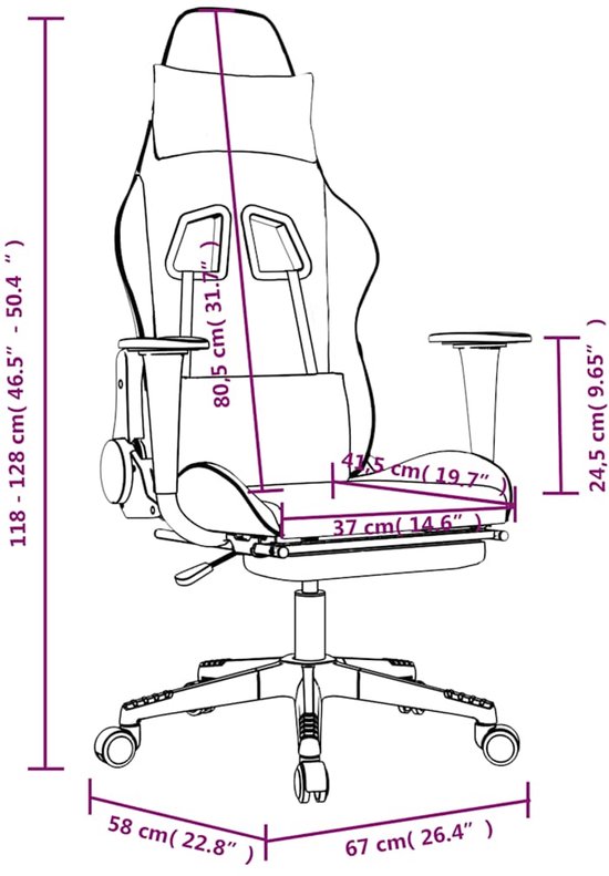 vidaXL Chaise de jeu de Massage avec repose-pieds Cuir artificiel Noir/Or