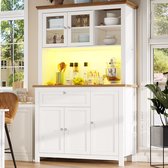 Keuken kast 104×40×180 centimeter - hoge kast - met verstelbare planken - met LED-verlichting van het zijmeubel - verstelbare lichtkleur - wit