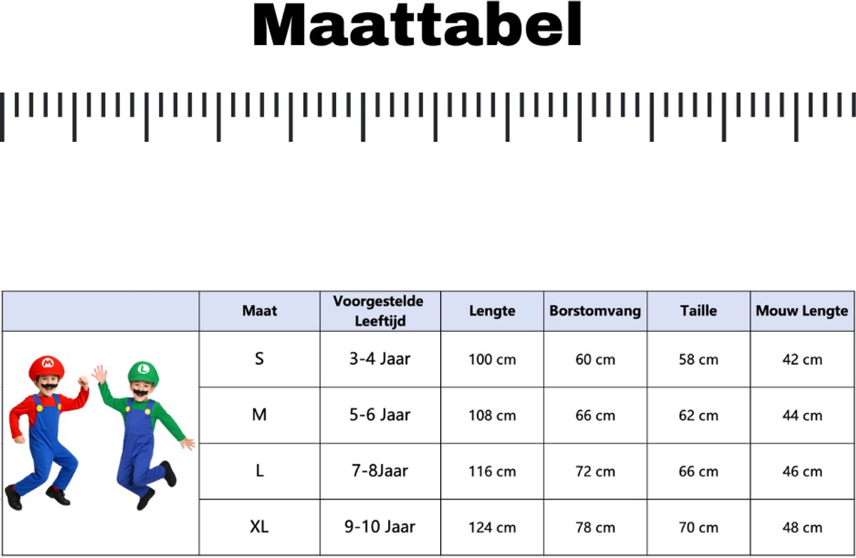 Joya Kids® Loodgieter Verkleedpak Kind | Inclusief Pet & Snor | Super Verkleedkleding voor Jongens & Meisjes | Stretch Jumpsuit Carnaval & Halloween | — afbeelding 18