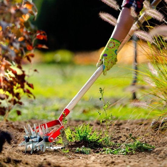 KADAX Sterfrees met wiedemes, tuinfrees, kruimelaar voor het losmaken van de BO-den, cultivator voor tuin, gazon, onkruid, rolhak, stalen bodemkruimelaar (met houten steel) van Merkloos	 — afbeelding 3