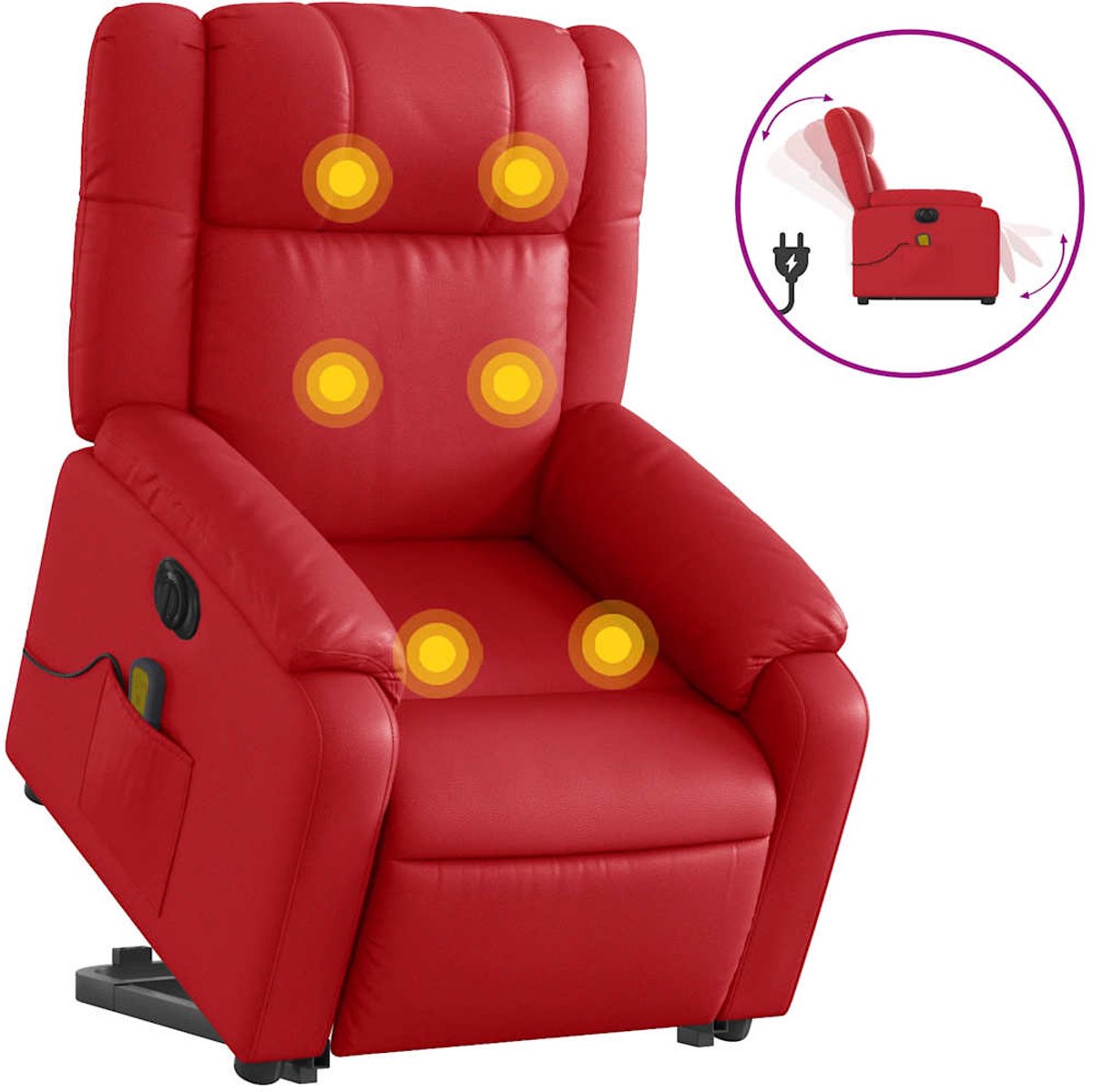vidaXL Sta-op-massagestoel - elektrisch - kunstleer - rood