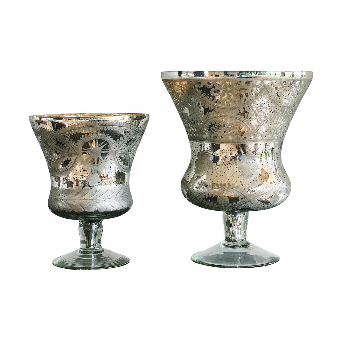 Loberon Windlicht set van 2 Zorayne zilverkleurig/helder
