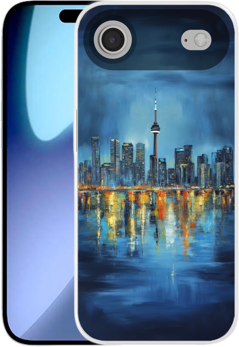 Telefoonhoesje Geschikt voor iPhone Air hoesje - Skyline Toronto - Water - Stadslichten - Toren - Siliconen Telefoonhoesje Telefoonhoesje