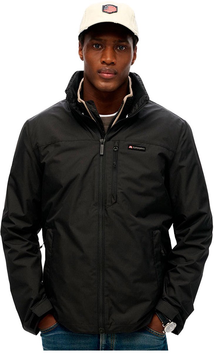Superdry Windbreakerjas zonder capuchon met logo Heren Zwart