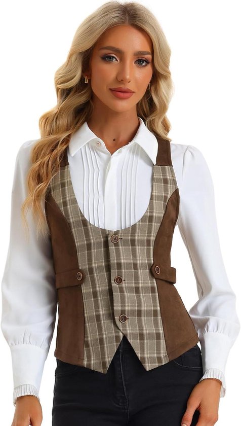 Moonrise dames wollen vest met knoopje bruin