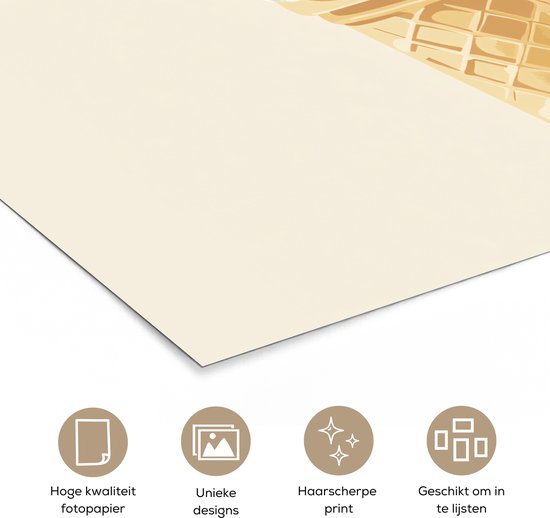 Poster 160x120 cm - Softijs - Hoorntje - Wit - Posters - Kamer decoratie - Wanddecoratie woonkamer - Muurdecoratie slaapkamer XXL