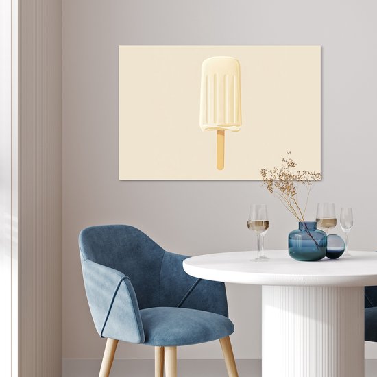 Poster 90x60 cm - Minimalistisch - Waterijsje - Stokje - Beige - Posters - Kamer decoratie - Wanddecoratie woonkamer - Muurdecoratie slaapkamer