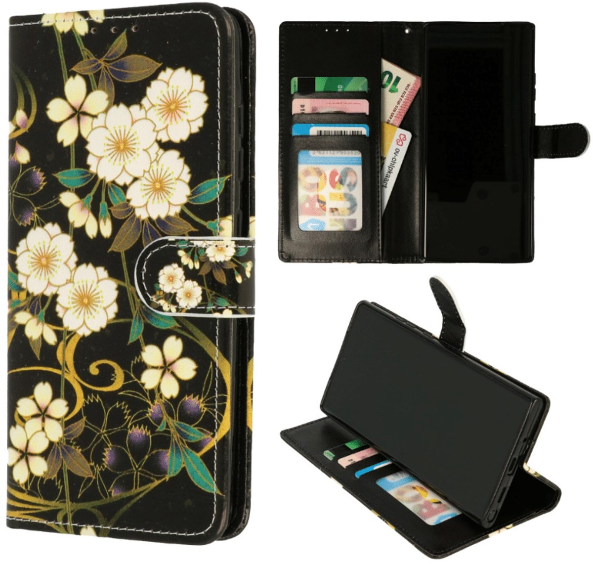 Casemania – Bookcase - Geschikt voor – Samsung A17 - Bloemen Geel