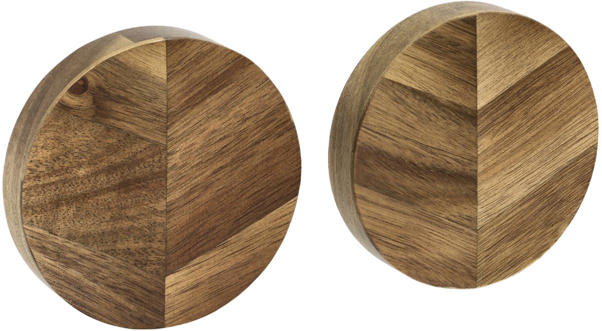 HOLM Messenmagneet Rond – Houten Magneetstrip voor Keukenmessen – Wandhouder voor 2 Messen per Schijf – Acaciahout – FSC Gecertificeerd – Ø 9 x 2 cm – Hout – 2 stuks