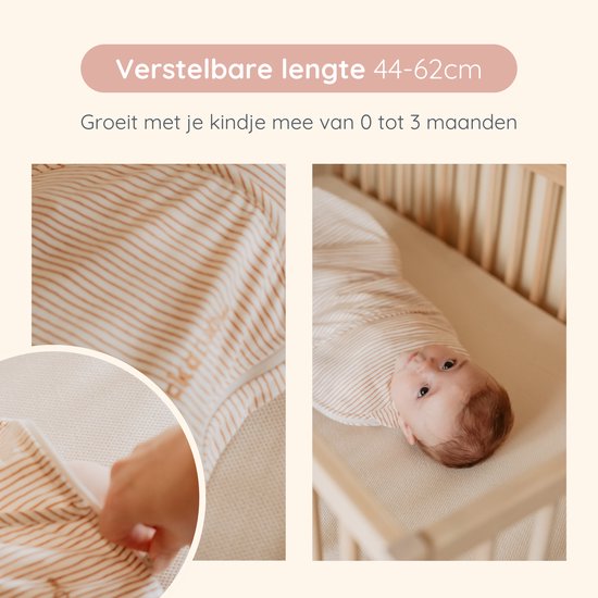 Puckababy Piep Inbakerslaapzakje baby (0-3m) - Hazel Stripes - Katoen TOG 0.5 - Zomerslaapzak van Puckababy — afbeelding 5