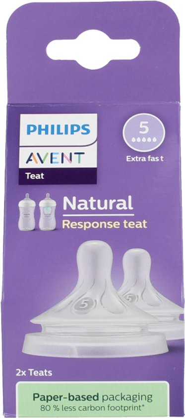 Philips Avent Natuurlijke Zuigreflex – Snelheid 5, 6+ maanden, 2 stuks - SCY965/02 - Flesspenen