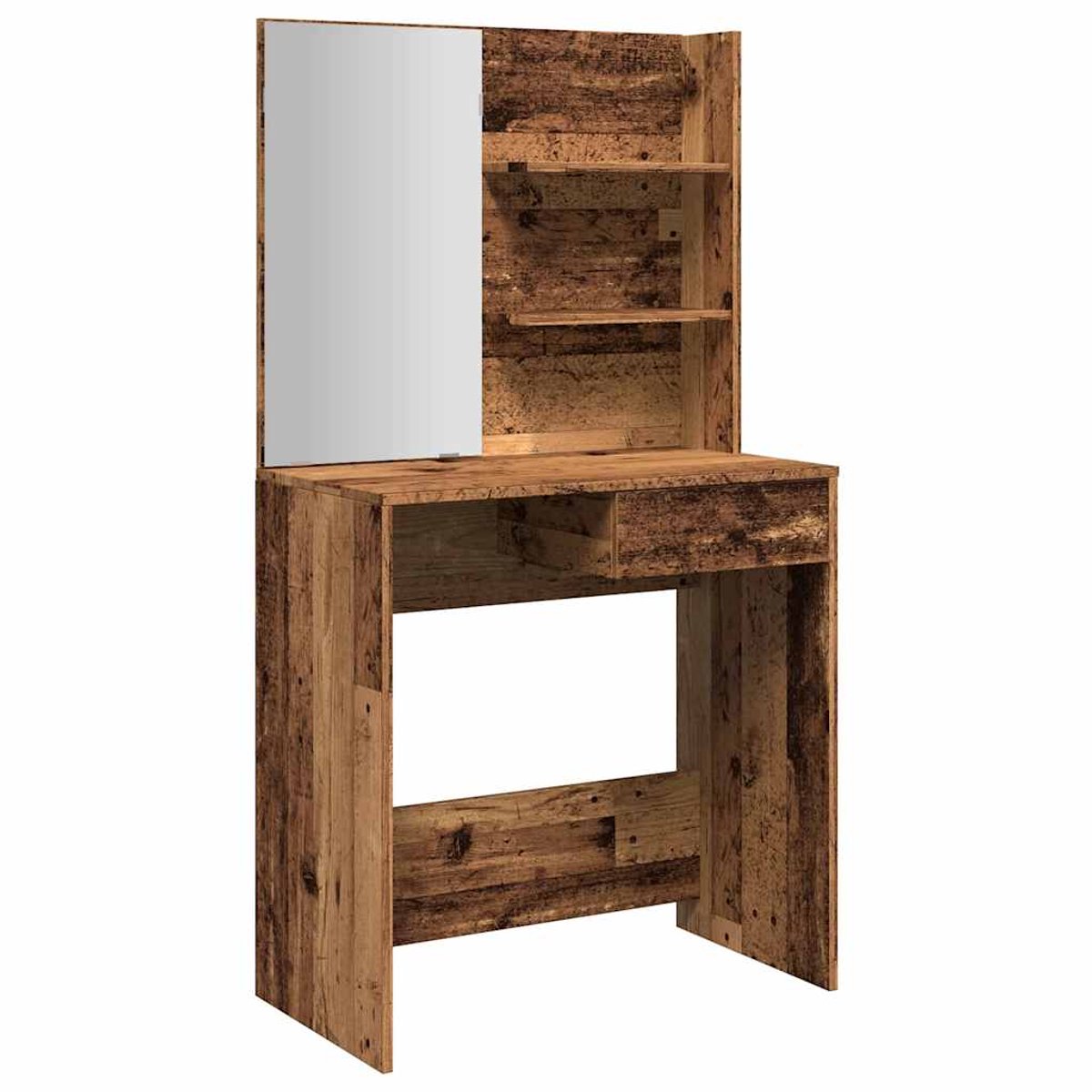 vidaXL Kaptafel - met - spiegel - 74,5x40x141 - cm - oud - houtkleurig oud hout