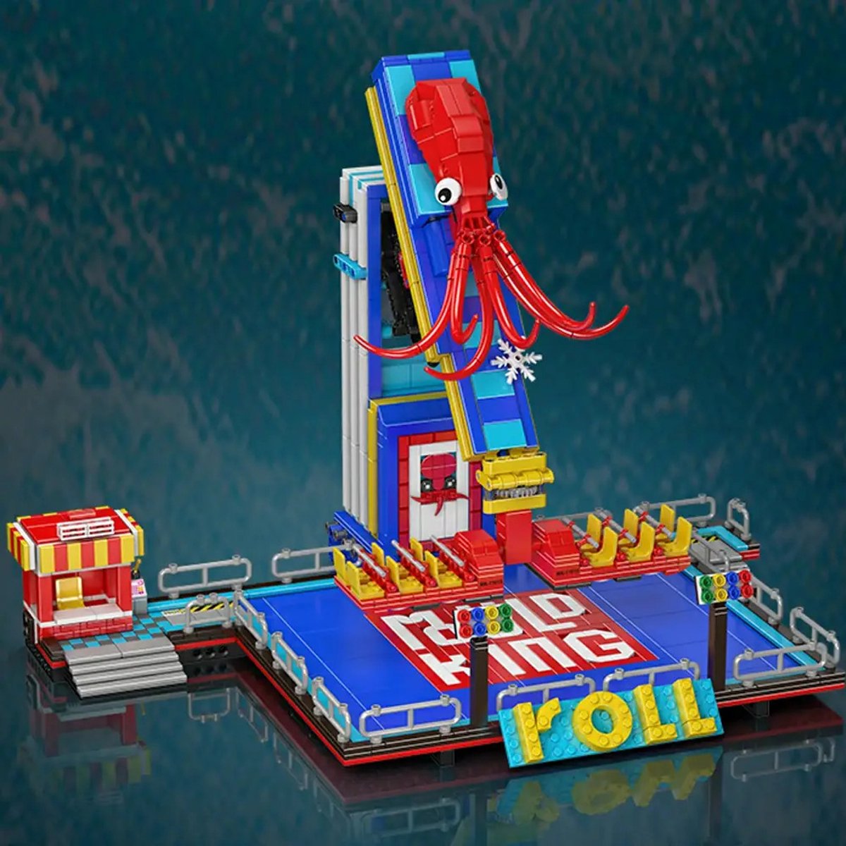 Mould King 11015 Octopus spinnende schommel achtbaan bouwset | Kermis architecture ideas modelbouw | Technische creator classic speelgoed bouwpakketten voor volwassenen & kinderen | Motor niet geschikt voor Lego technic | Bouwdoos met 1668 bouwstenen