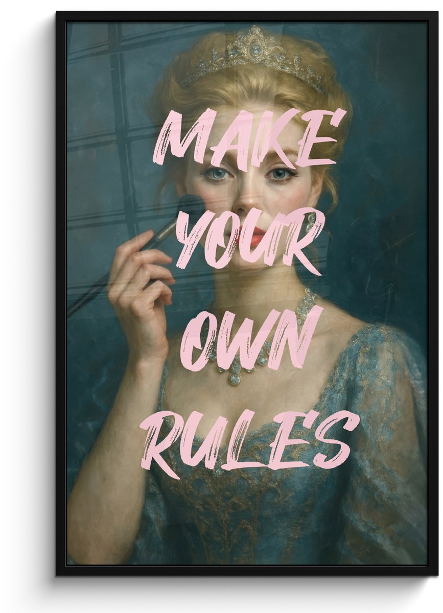 FrameYourWall Poster in lijst - Fotolijst 80x120 cm - Posters - Klassiek - Sierlijk - Roze - Posterlijst zwart - Decoratie - Wanddecoratie woonkamer - Muurdecoratie slaapkamer Make your own rules