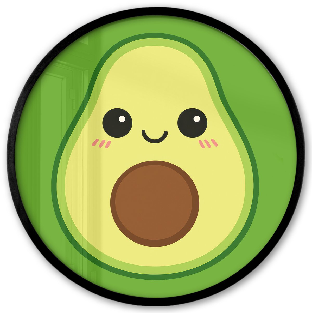 FrameYourWall Poster in lijst Rond - Fotolijst 40x40 cm - Posters - Avocado - Groen - Speels - Ronde posterlijst zwart - Decoratie - Wanddecoratie woonkamer - Muurdecoratie slaapkamer